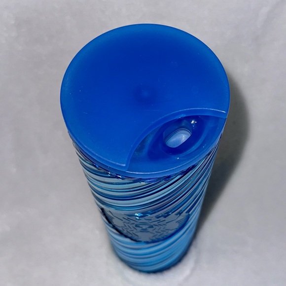 Starbucks Holiday 2023 Insulated Ribbon Tumbler Icicle Iridescent Blue 16 oz - Picture 3 of 5